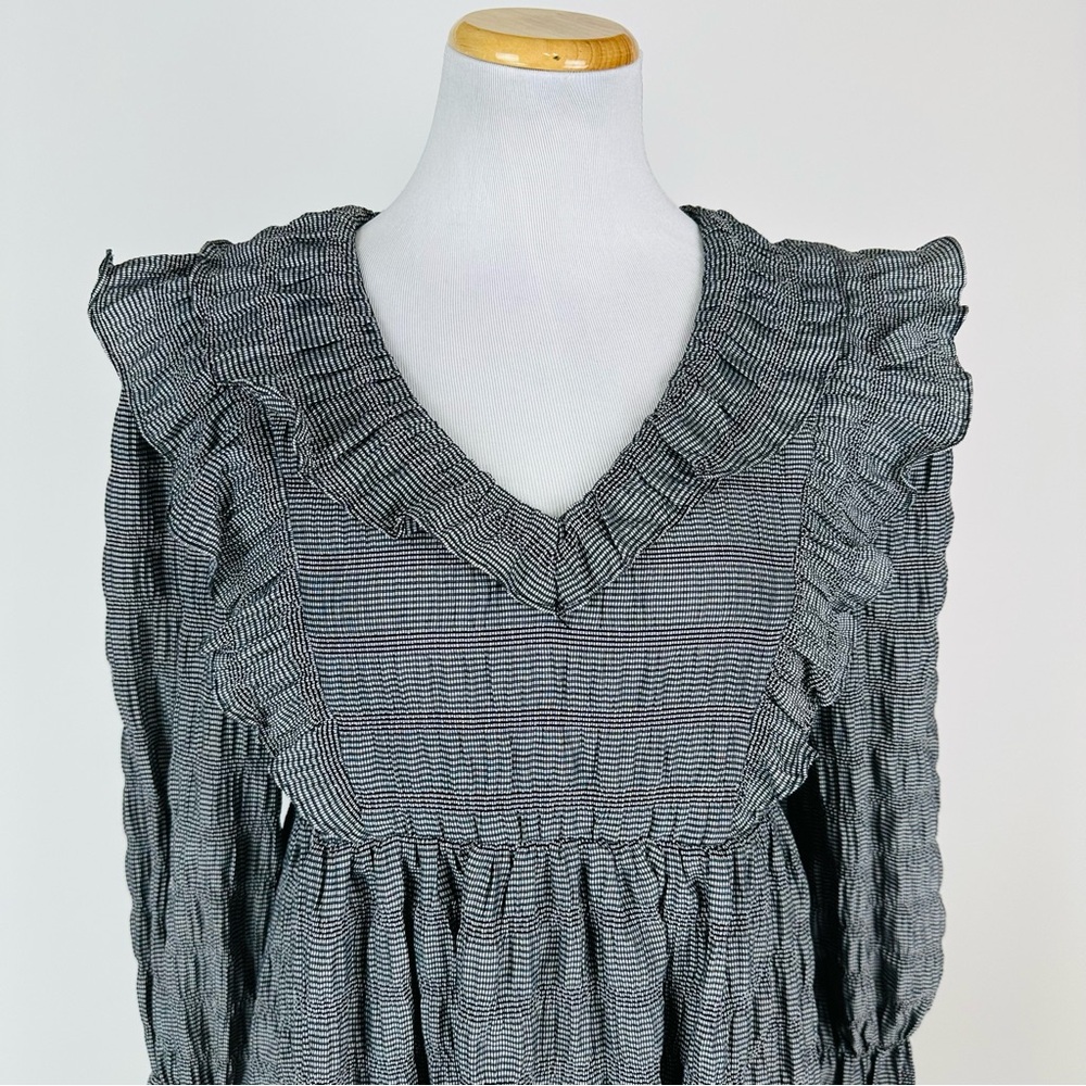 Moon River Ruffle Gingham Babydoll Mini Dress Coquette Fashion Size Small - Picture 3 of 10